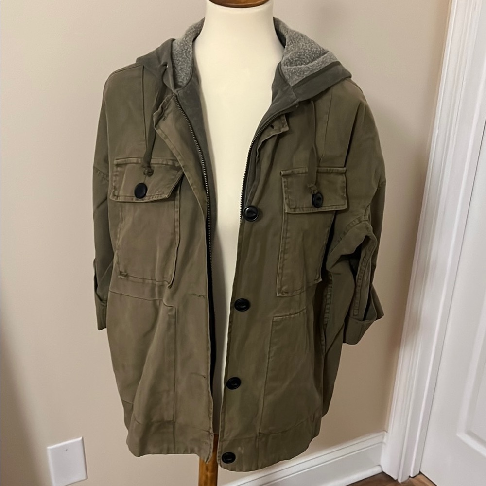 Lucky Brand Olive Green Hooded Utility Jacket